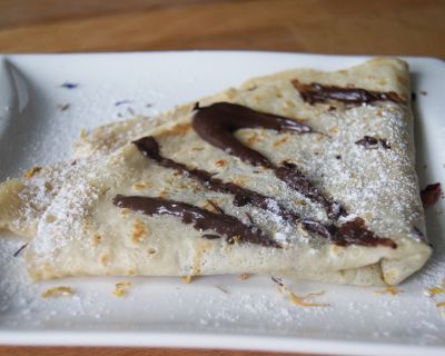 Vegane Crepes – Schoko-Sauce – Apfelmus – Zimt und Zucker