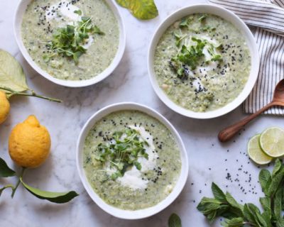 Brokkoli-Zitronen-Suppe mit Bohnen & Minze