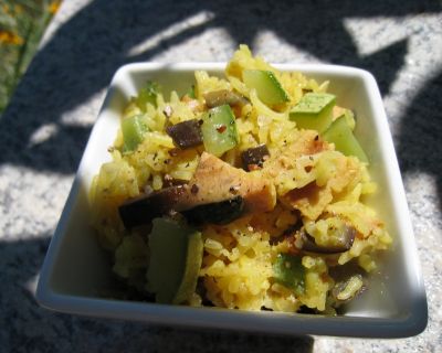 Curryreis mit Veggie-Fischsteak