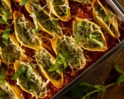 Muschelnudeln mit Ricotta-Spinat-Füllung