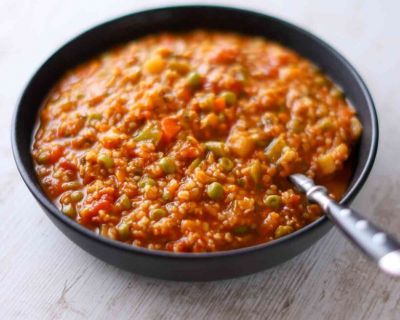 Sehr einfacher Eintopf mit Bulgur und roten Linsen