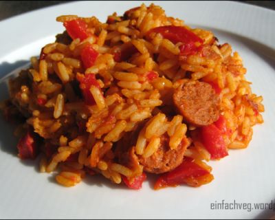 Paprika-Reis mit Salami vegan