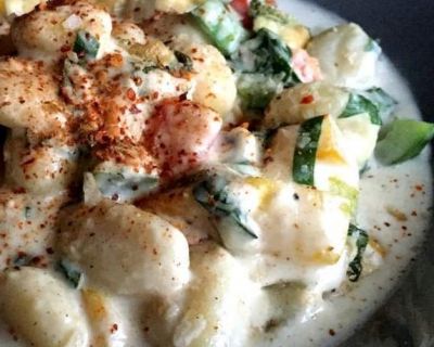 Cremiger Gnocchi-Auflauf mit Paprika und Bärlauch