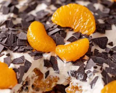 Veganes Weihnachtsdessert mit Lebkuchen und Mandarinen