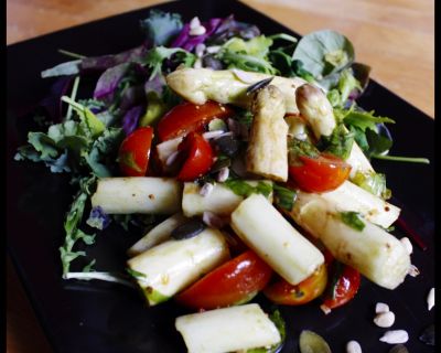 Rezept vom 23.04.2018: Roh marinierter Spargel mit Bärlauch & Kürbiskernöl