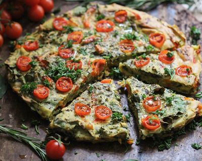 Mediterrane Mungbohnen-Spinat-Frittata