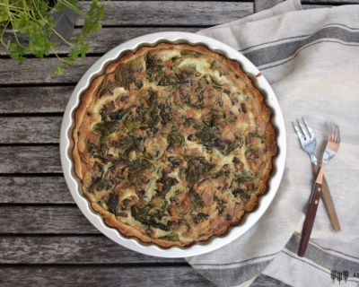 Vegane Quiche mit Spinat und Pilzen