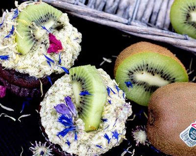 Schoko-Cupcake mit Kiwi-Frosting