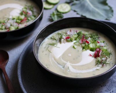 Cremige vegane Kohlrabisuppe mit Dill