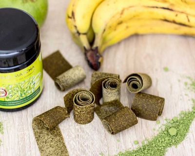 Fruchtleder aus Matcha-Tee und Apfel