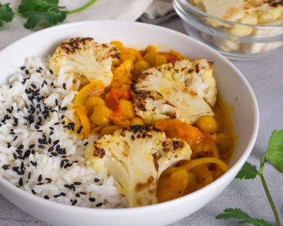 Gerösteter Blumenkohl mit Curry Rezept (Vegan)