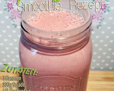 KIBA-Smoothie-Shake mit Banane, Kirsche, Sojade, Hanfprotein, Reismilch, Maquipulver