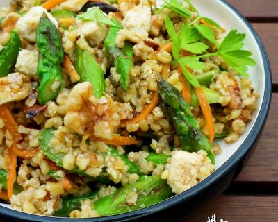 Bulgur Asparagus Salad with Walnuts