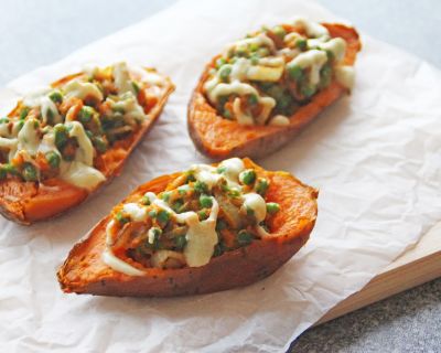 Herzhafte Süsskartoffelboote