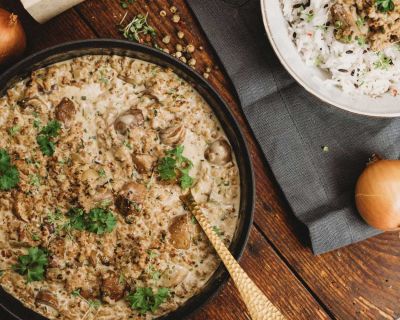 Vegane Pilzpfanne mit Sonnenblumen-Hack