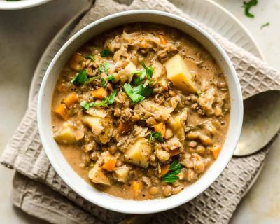 Veganer Linseneintopf mit Sauerkraut