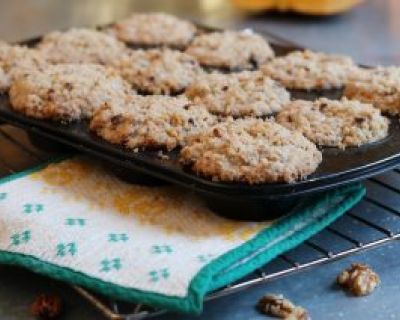 Süße Kürbis-Frischkäse-Muffins mit Nuss-Streuseln