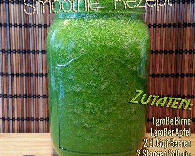Grüner Smoothie mit Radieschenblätter, Matcha und Goji-Beeren