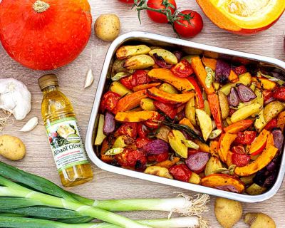 Kürbisgemüse aus dem Ofen