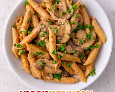 Schnelle Pasta mit Pilzen und Mandelmus
